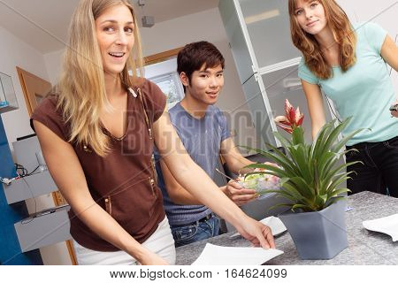 friends having a small party at home
