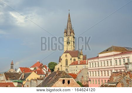 Sibiu, Romania - August 10, 2016: The Lutheran Cathedral Of Saint Mary, Most Famous Gothic-style Chu