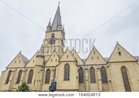 Sibiu, Romania - August 10, 2016: The Lutheran Cathedral Of Saint Mary, Most Famous Gothic-style Chu