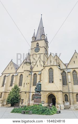 Sibiu, Romania - August 10, 2016: The Lutheran Cathedral Of Saint Mary, Most Famous Gothic-style Chu