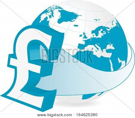 Rastered illustration of earth with pound currency symbol