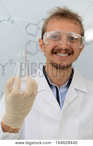 Chemist scientist conducts research of medical product in the laboratory