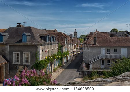 View of the village of Navarrenx in the Pyrenees