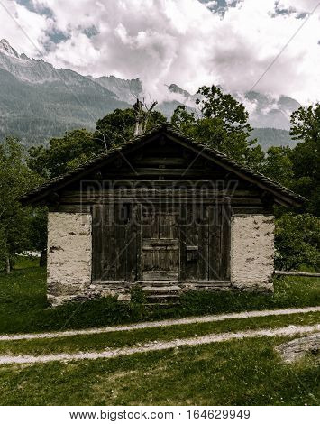 switzerland cabin forest spring bergell graubuenden alps
