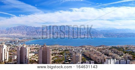 Eilat, Israel - Aerial image, revealing Eilat's skyline and the red sea
