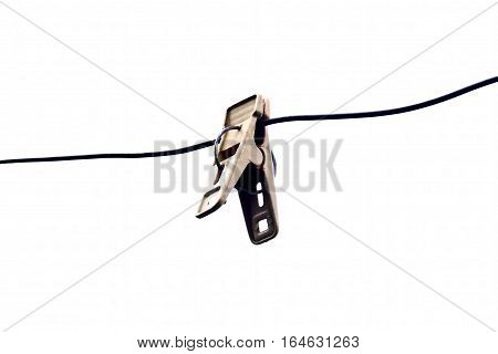 Light poles and street lights isolated on white.
