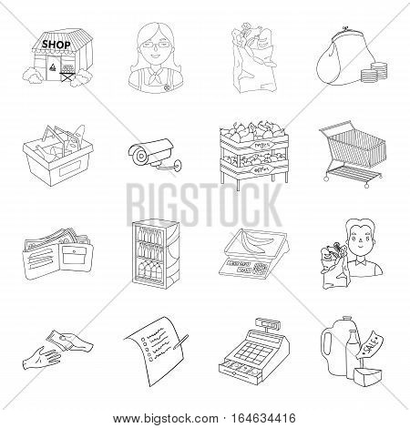 Supermarket set icons in outline design. Big collection of supermarket vector symbol stock illustration