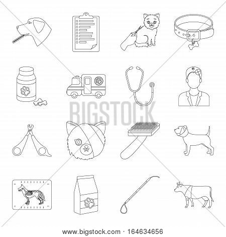 Veterinary clinic set icons in outline design. Big collection of veterinary clinic vector symbol stock illustration