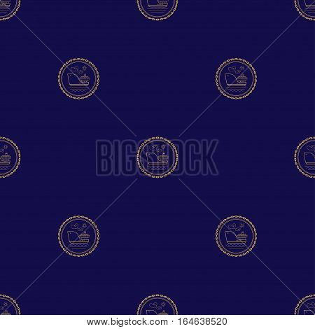 Seamless Pattern with Cargo Ship on a Navy Background