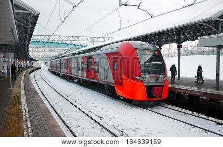MOSCOW, RUSSIA - DECEMBER 28, 2016: The electric train 