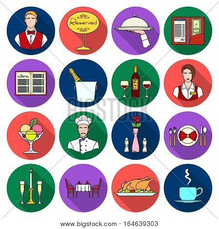 Restaurant set icons in flat design. Big collection of restaurant vector symbol stock illustration