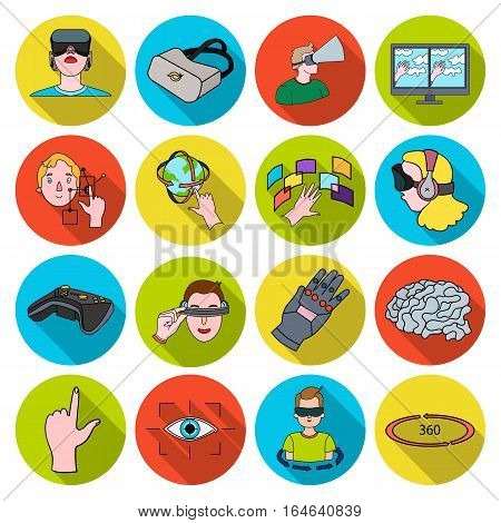 Virtual reality set icons in flat design. Big collection of virtual reality vector symbol stock illustration