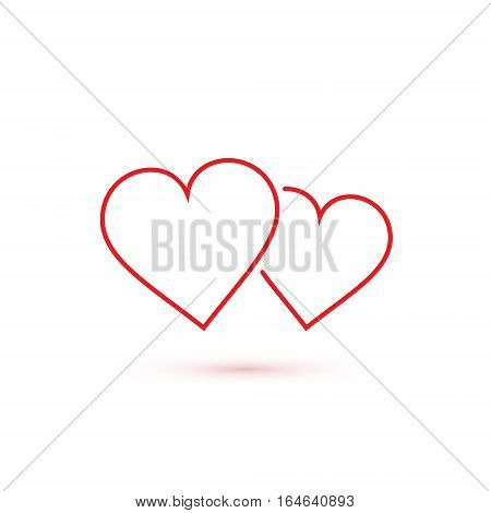 Two hearts icon vector isolated love smbol.