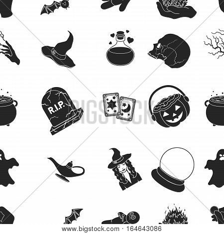 Black and white magic pattern icons in black style. Big collection of and white magic vector symbol stock