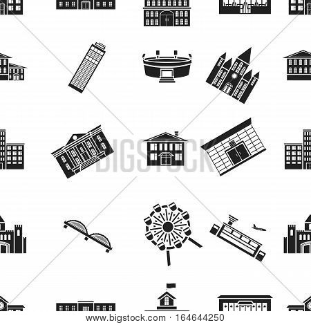 Building pattern icons in black style. Big collection of building vector symbol stock