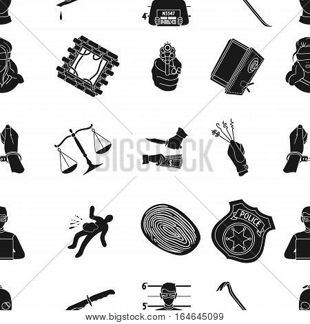 Crime pattern icons in black style. Big collection of crime vector symbol stock