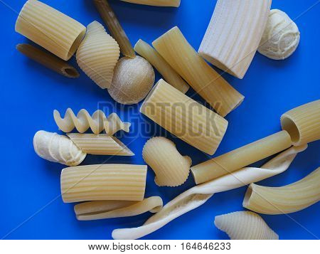 Traditional Italian Pasta, Blue Background