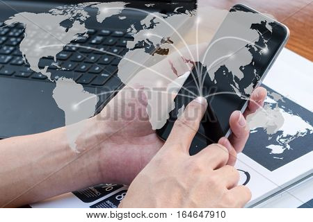 Business Workers Discussing Digital Graphs And Diagrams Indicating Progres.