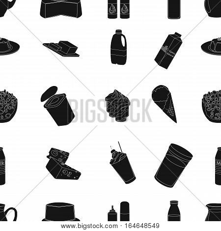 Milk product and sweet pattern icons in black design. Big collection of milk product and sweet vector symbol stock illustration