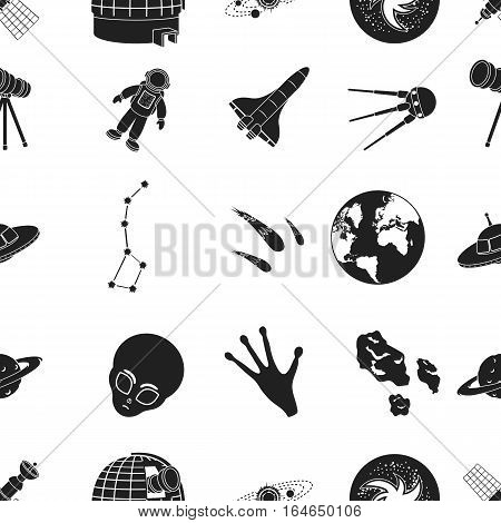 Space pattern icons in black style. Big collection of space vector symbol stock
