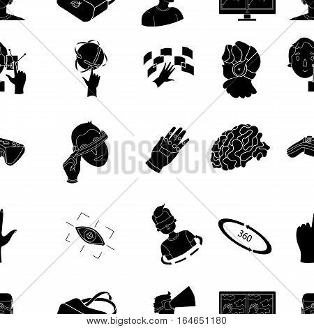 Virtual reality pattern icons in black design. Big collection of virtual reality vector symbol stock illustration