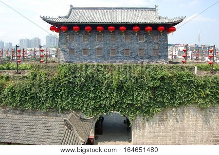 Zhonghua Gate (Gate of China), Nanjing, Jiangsu Province, China. It is the southern gate of Nanjing city. It is a the city gate with the most complex structure in the world.