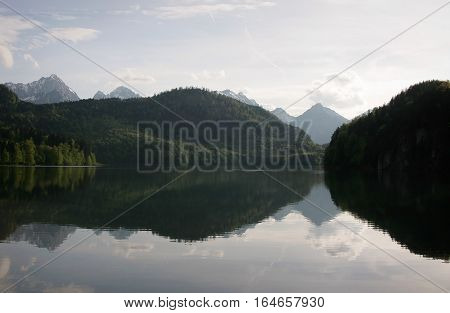 Landscape of srene mountain lake in Bavaria, Germany