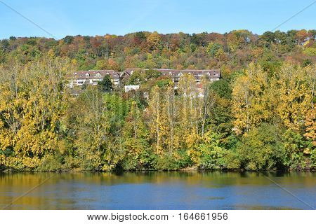Meulan France - october 31 2016 : the picturesque city in autumn