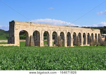 Aqueduct Manikata, on sland Gozo near Malta island