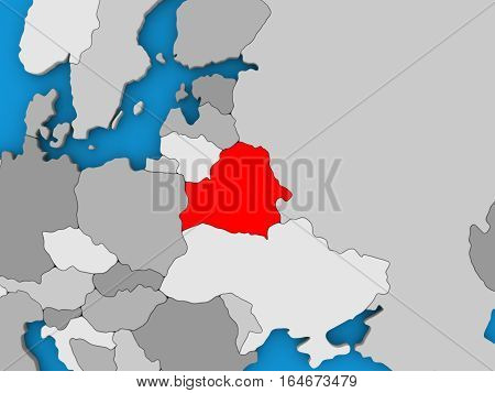 Belarus In Red On Globe