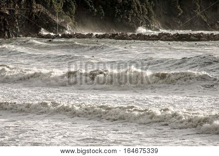 detail of a big storm in levanto