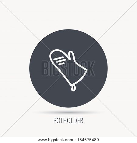 Potholder icon. Kitchen protection glove sign. Round web button with flat icon. Vector