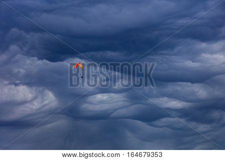 Mammatus cloud above the city of Chamonix. Mont Blanc France