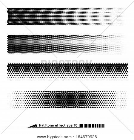 Vector. Halftone Pattern Effect. No Gradient. Strip. Hexagon. Honeycomb. Honey
