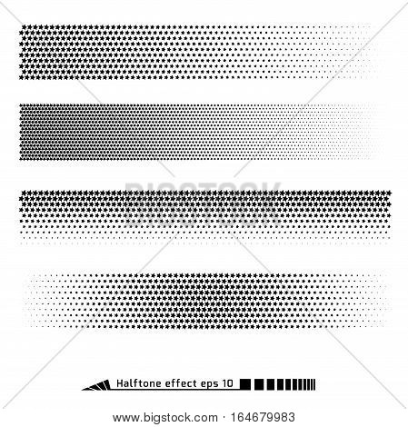 Vector. Halftone Pattern Effect. No Gradient. Strip. Stars