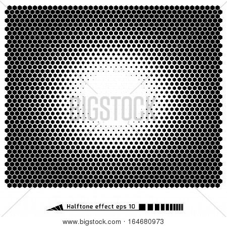 Vector. Halftone Pattern Effect. No Gradient. Hexagon, Honeycomb
