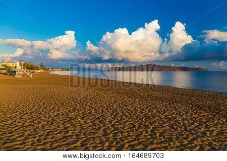 Kato Stalos beach near Chania great golden sand Chania prefecture Western Crete Greece