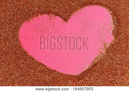 Valentine Heart Sign On Golden Glister