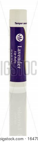 Winneconne WI - 1 January 2017: Tube of Young Living lavender lip balm on an isolated background.
