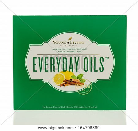 Winneconne WI - 1 January 2017: Box of Young Living popular essential oils on an isolated background.