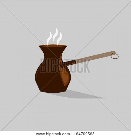 Coffee vintage traditional pot with hot coffee