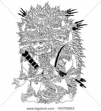 Wisnu Triwikrama, a character of traditional puppet show, wayang kulit from java indonesia.