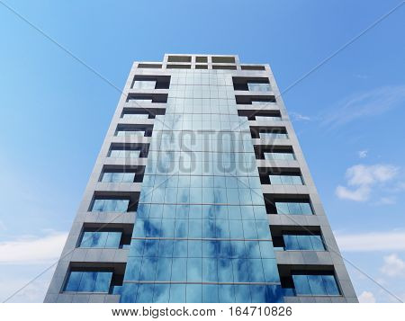 Modern office building with blue sky. tall
