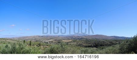 island of Crete high mountains panorama trees olives