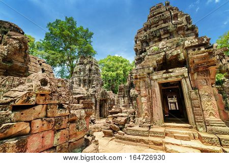 Sanctuary And Ruins Of Ancient Ta Som Temple In Angkor, Cambodia