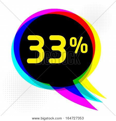 Speech Bubble in Pop-Art Style business concept with text thirty-three percent Discount vector illustration