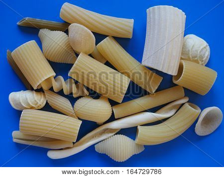 Traditional Italian Pasta, Blue Background
