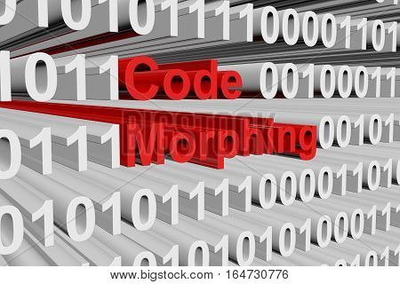 Code morphing in the form of binary code, 3D illustration