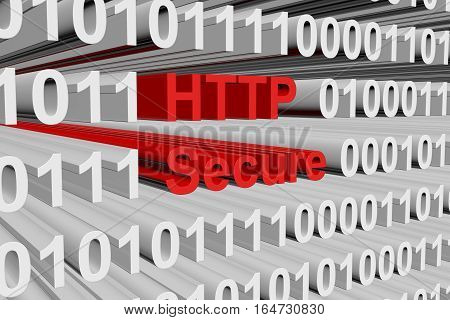 Secure HTTP in the form of binary code, 3D illustration