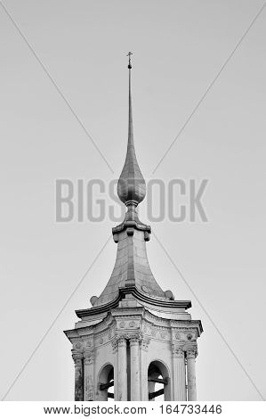 Old Church Barlaam Khutynsky in Vologda Russia. Black and white.